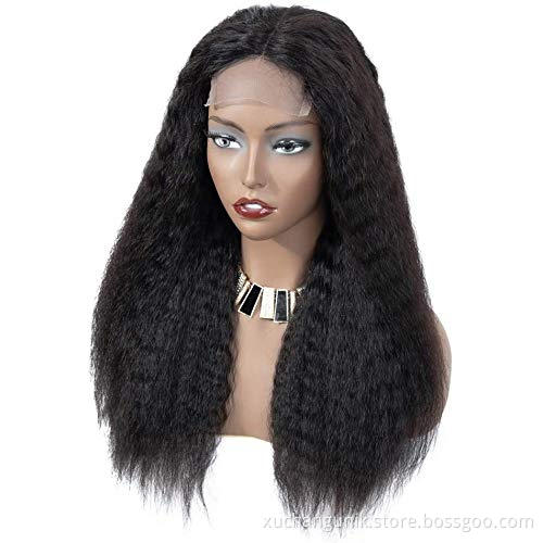 Cheap Kinky Straight Hair Lace Front Wig Raw Indian Human Hair Wigs For Black Women Cuticle Aligned Hair Remy Lace Wig Plucked